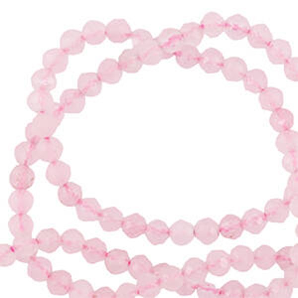 Natuursteen kralen 3mm facet geslepen Light pink