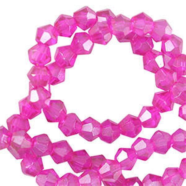 Bicone facet kralen 4mm neon pink