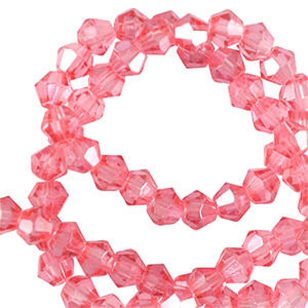 Bicone facet kralen 4mm Peonia pink