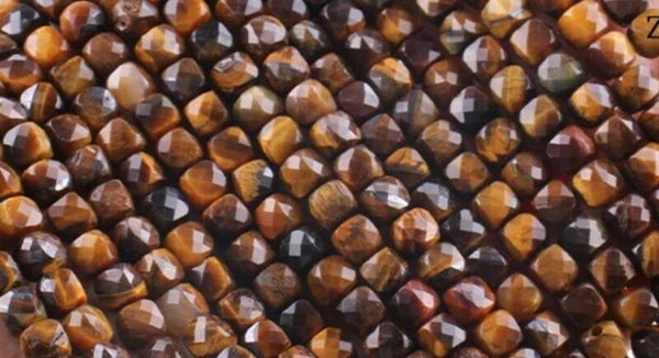 Natuursteen kralen 4mm facet cubes tijgeroog