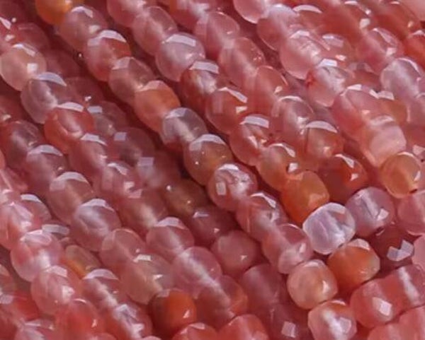 Natuursteen kralen 4mm facet geslepen Rode Agaat