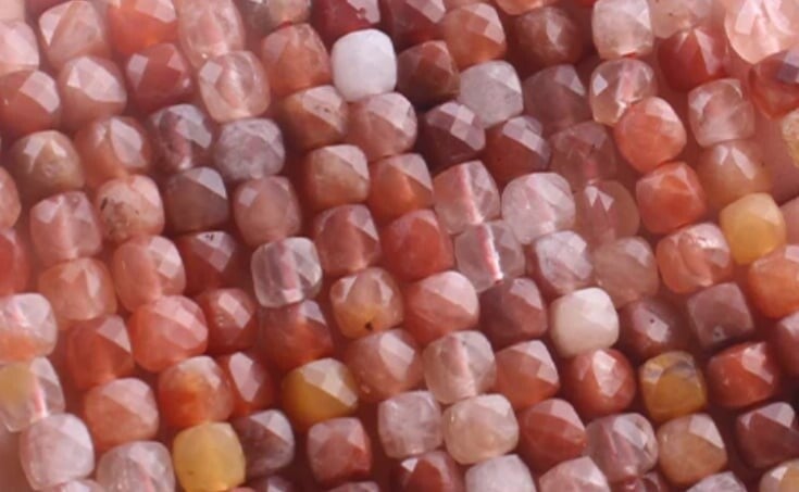 Natuursteen kralen 4mm facet cubes rutiel kwarts