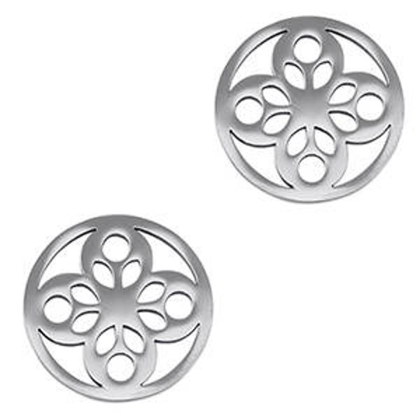 Stainless steel tussenstuk flower zilver