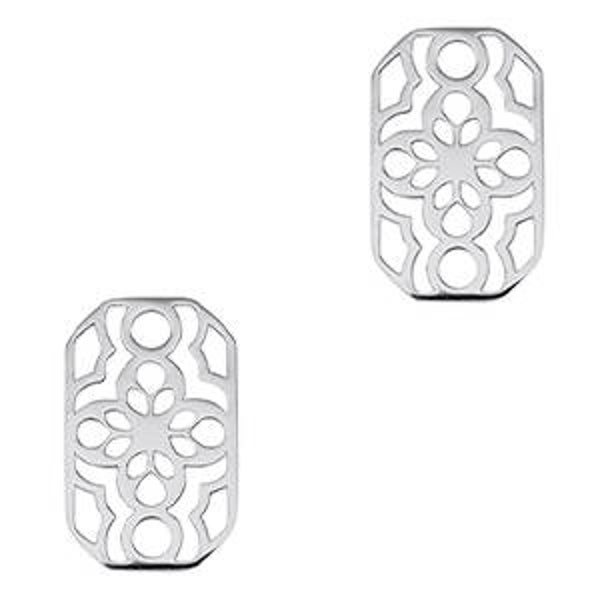Stainless steel tussenstuk square mandala zilver