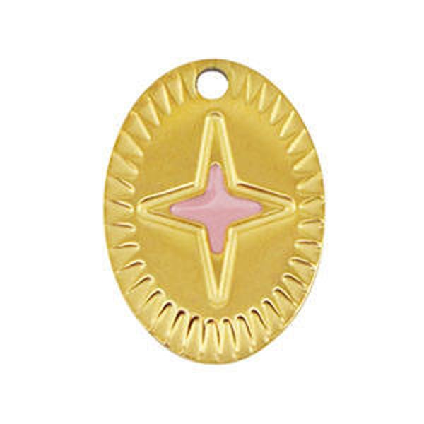 Stainless steel bedel star Gold - Pink