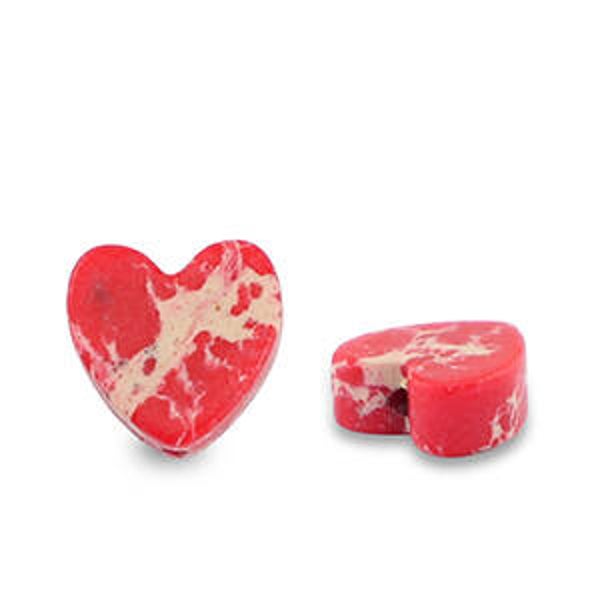 Natuursteen kralen hart 6mm red - White - brown