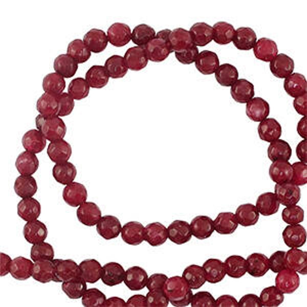 Natuursteen kralen 3mm facet geslepen bordeaux rood