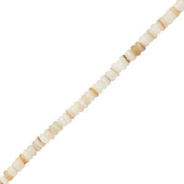 Schelp kralen disc white sand brown