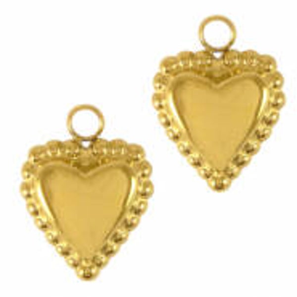 Bedels van Stainless steel Roestvrij staal (RVS) heart Goud