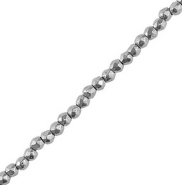 Kralen hematite rond geslepen facet zilver
