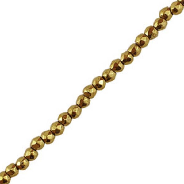 Kralen hematite rond facet geslepen goud