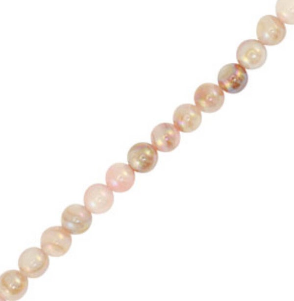 Schelp kralen rond roze/bruin