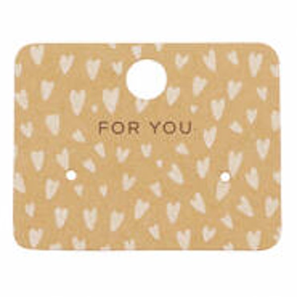 Oorbel kaartje “for you” hartjes bruin