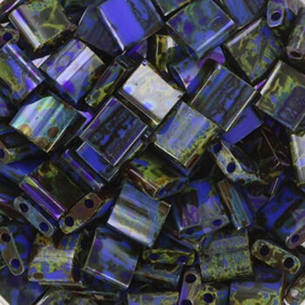 Miyuki tila 5x5mm opaque cobalt picasso