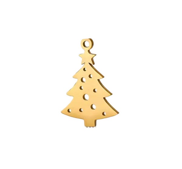 Bedel/hanger stainless steel kerstboom goud