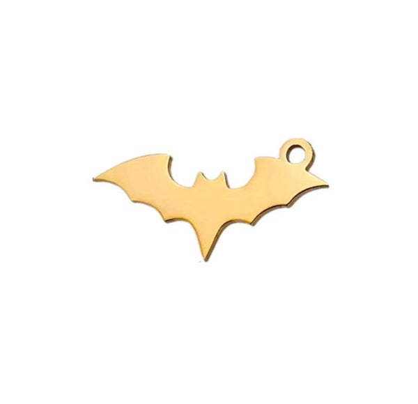 Halloween bedel/hanger stainless steel vleermuis goud