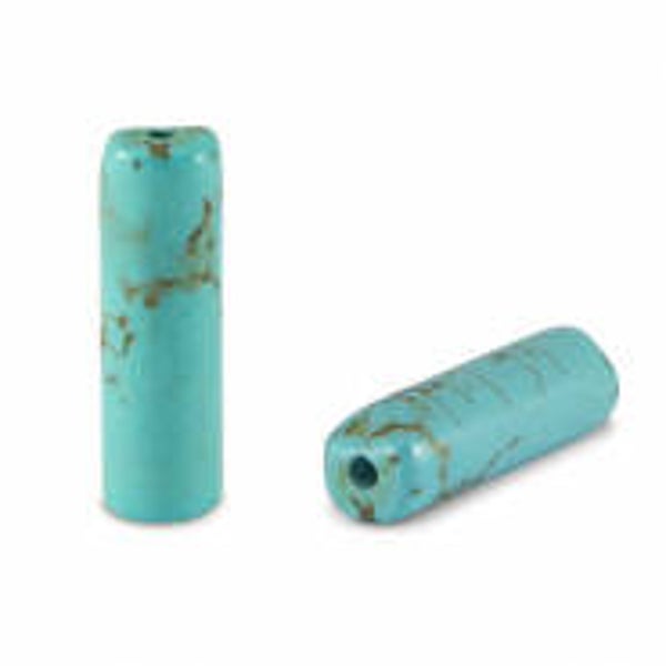Natuursteen kralen tubes 13x4mm howliet  turquoise