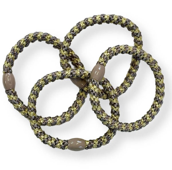 Elastiek goud/taupe glitter