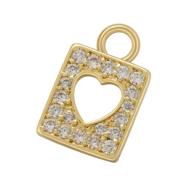 Bedel zirkonia tag heart gold plated