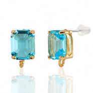 OORSTEKERS VAN CRYSTAL GLASS MET OOGJE BLUE-GOLD RECHTHOEK
