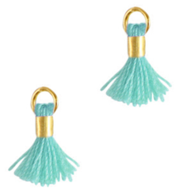 kwastje 0,7 cm cool aqua blue -Gold