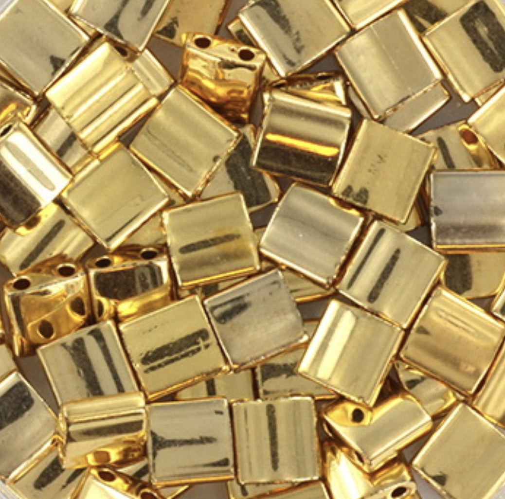 Miyuki tila 5x5 24kt gold plated