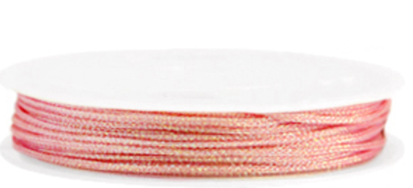 gevlochten macreme draad 1 mm Flamingo pink metallic