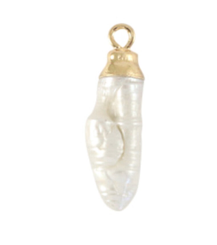 Zoetwater parel Hanger tooth Gold Natural white