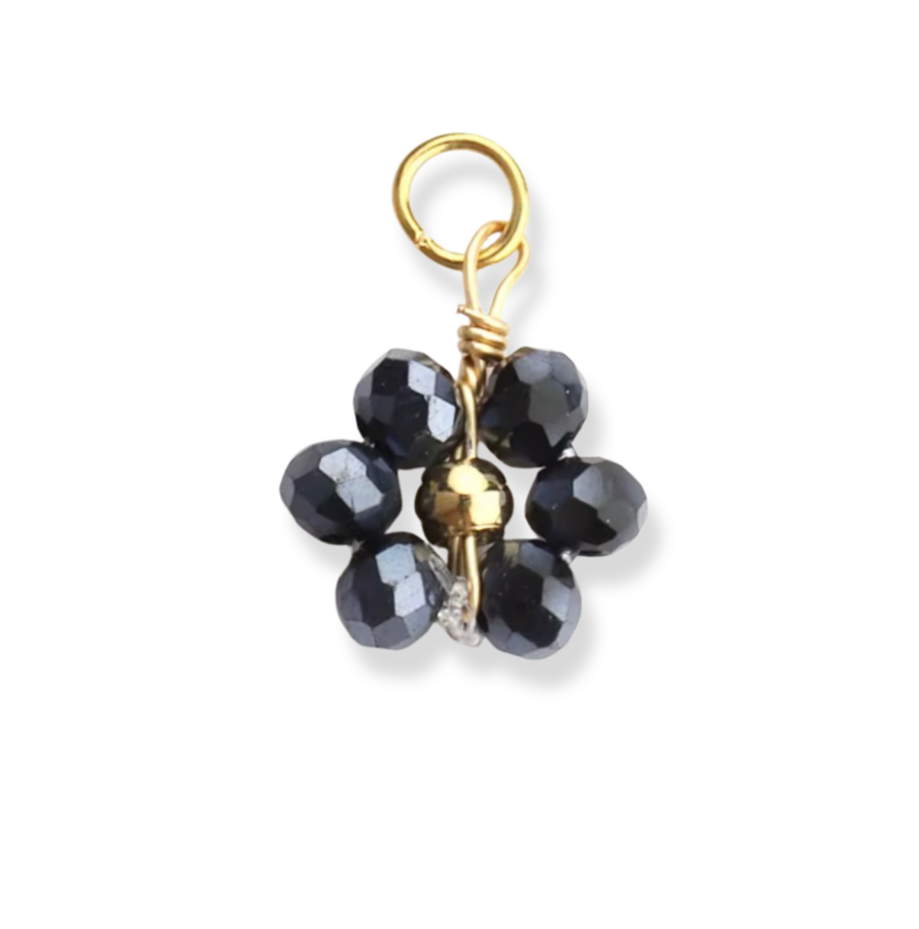 Stainless steel bedel - Bloem hanger donker blauw