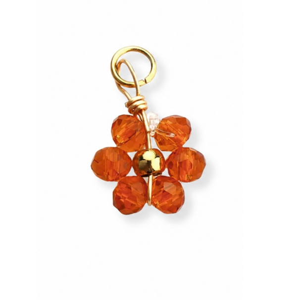 Stainless steel bedel - Bloem hanger oranje
