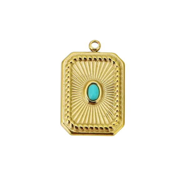 Stainless steel bedel - tag turquoise