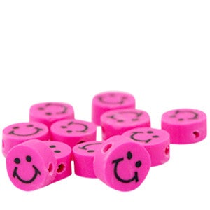 Polymeer kraal smiley Dark pink