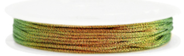gevlochten macramé draad 1 mm multicolour orange-green metallic