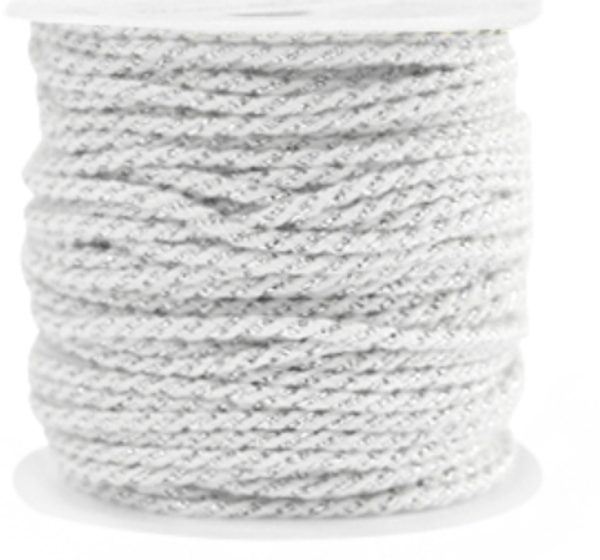 gevlochten macramé draad 1,5 mm silver-white