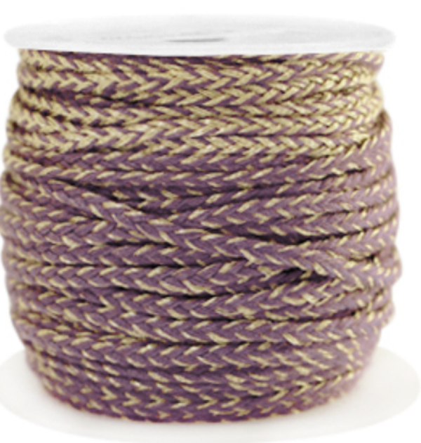 gevlochten macramé draad 2mm gold- lavender frost