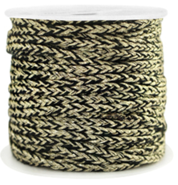 gevlochten macramé draad 2mm gold-black