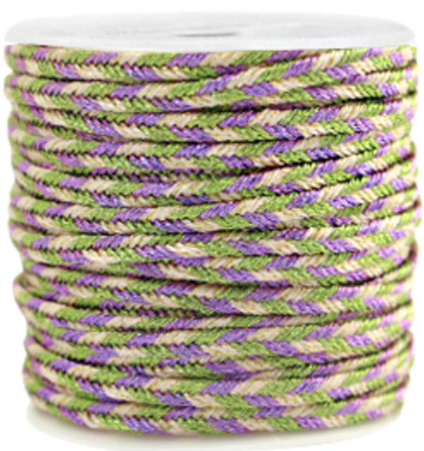gevlochten macramé draad 3 mm green-purple metallic