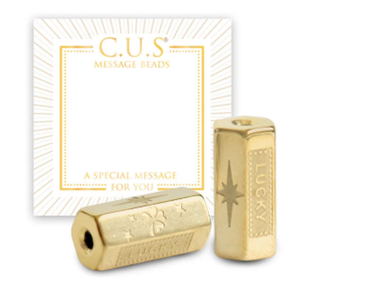 C.U.S Message Beads Lucky & klaver Goud