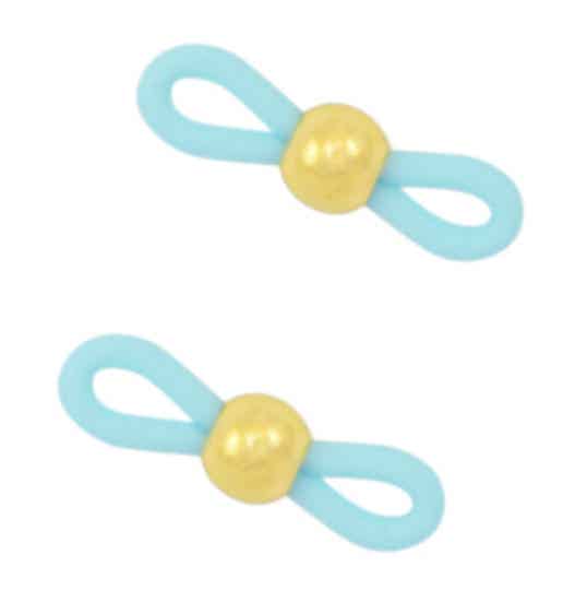 Brillen koord eindje ball light blue-gold