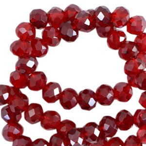 Facet kralen 6x4 mm wine red pearl shine coating