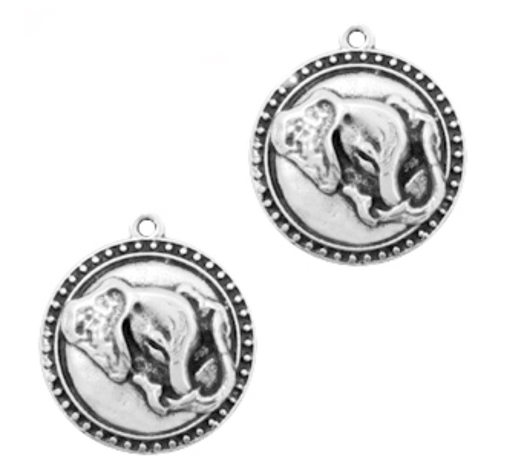 DQ bedel/ hanger olifant rond zilver