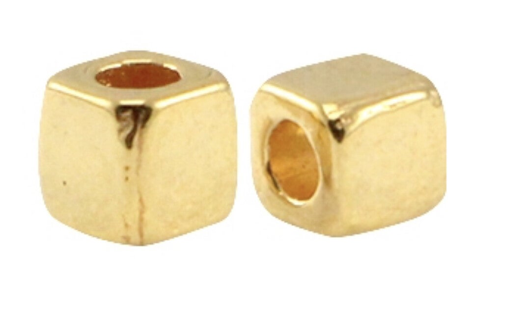 DQ metaal kraal tubes vierkant Goud.