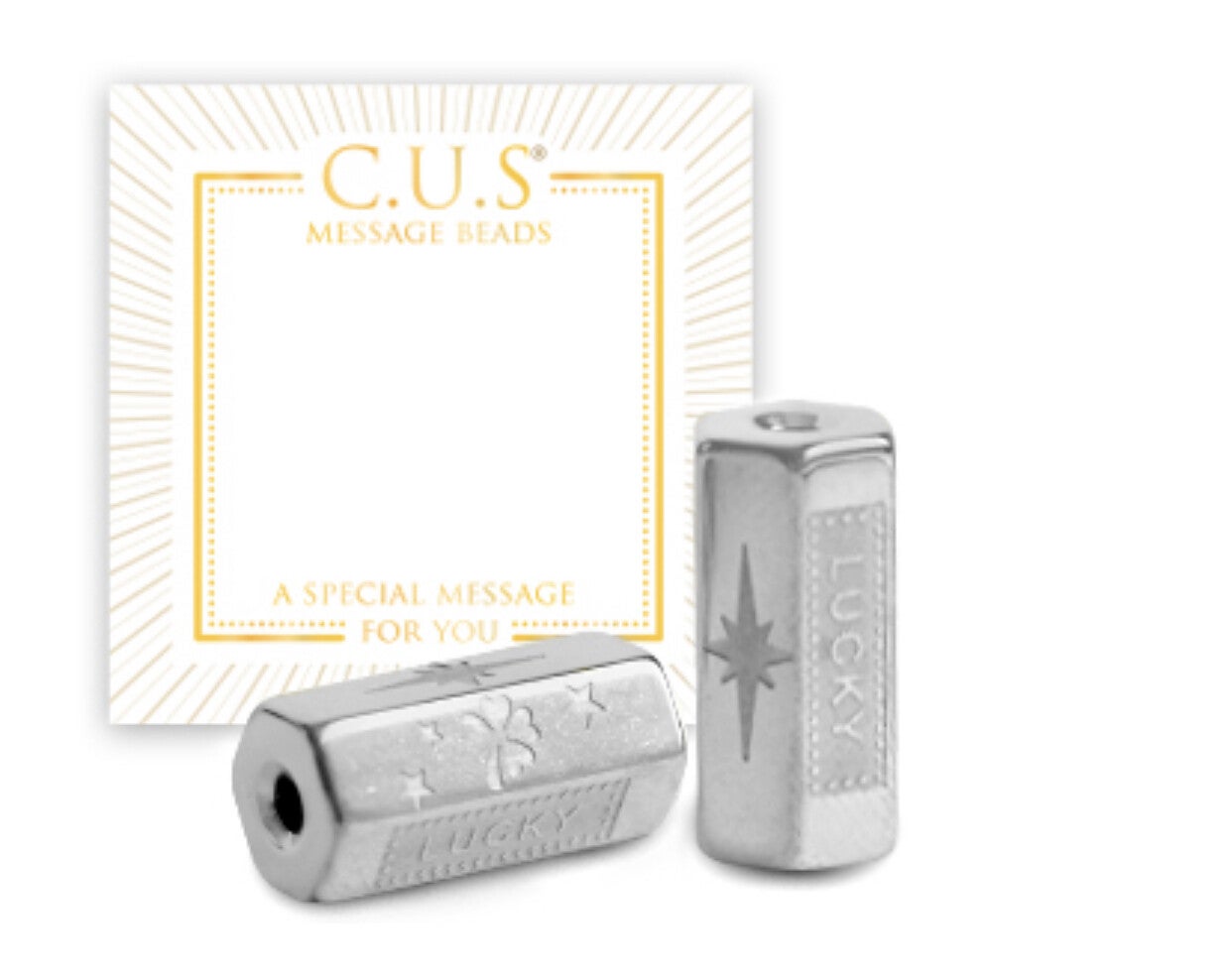C.U.S. message Beads Lucky & klaver zilver