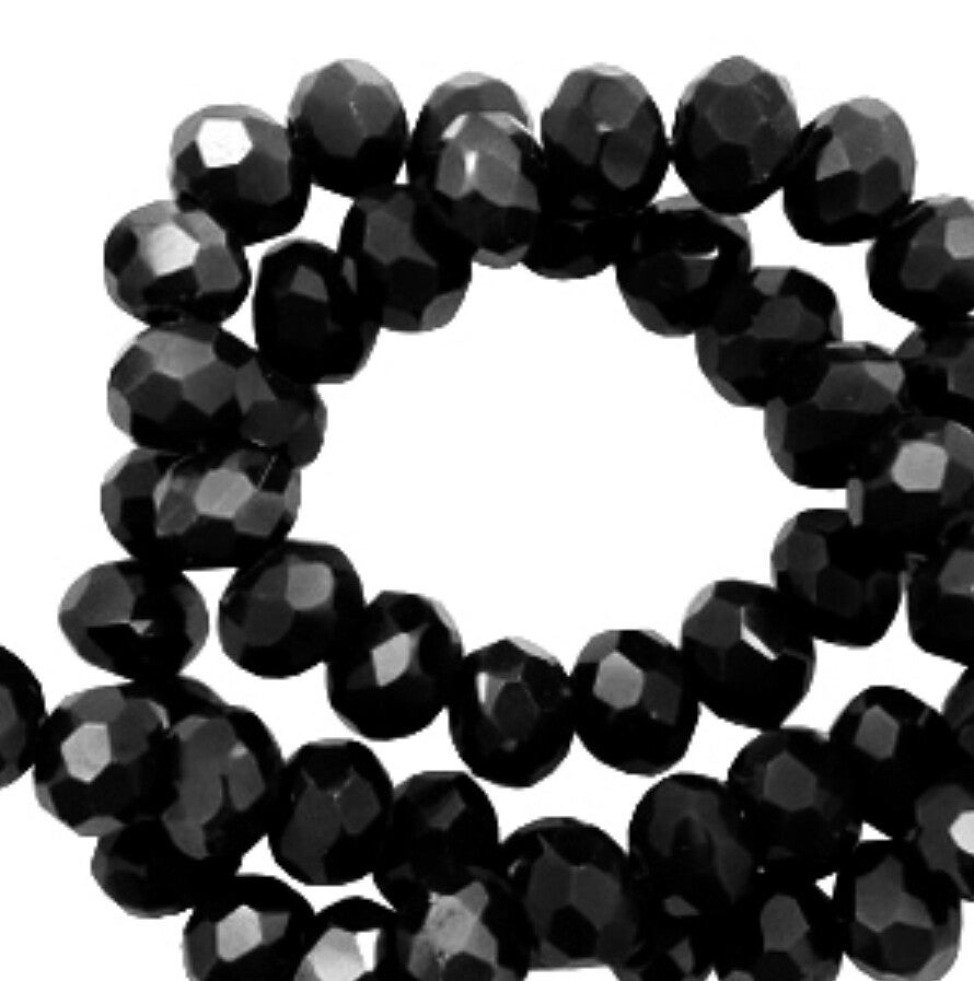 Facet kralen 8x6mm sky black