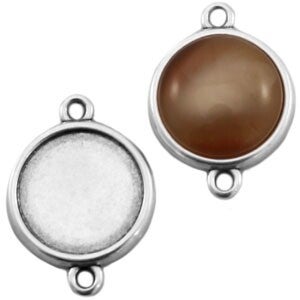 DQ Setting metaal met 2 ogen voor 20mm cabouchon