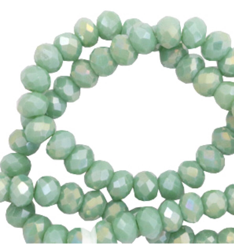 Facet kralen 8x6mm Nile green diamond shine coating