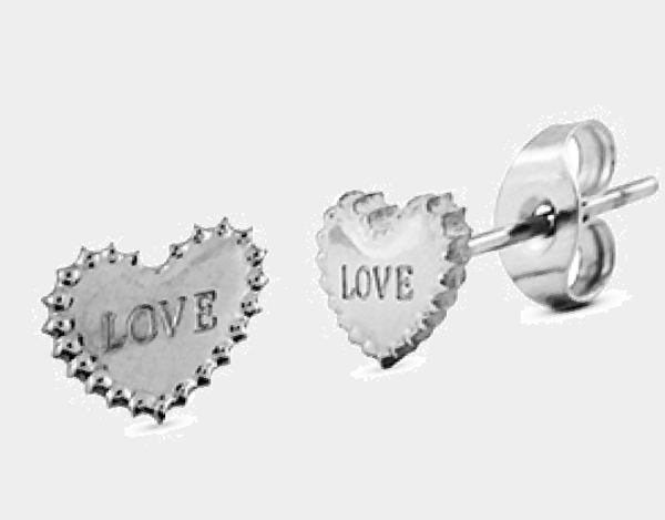 Pendientes Acero Inoxidable Corazón, Tipo piercing