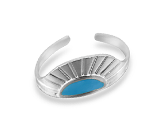 Anillo Acero Inoxidable Abanico Plateado