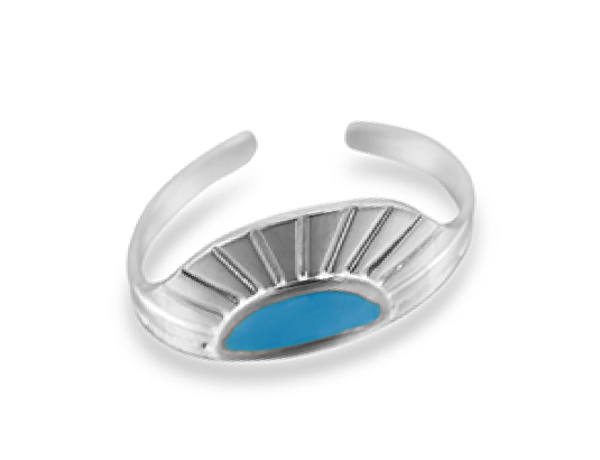 Anillo Acero Inoxidable Abanico Plateado