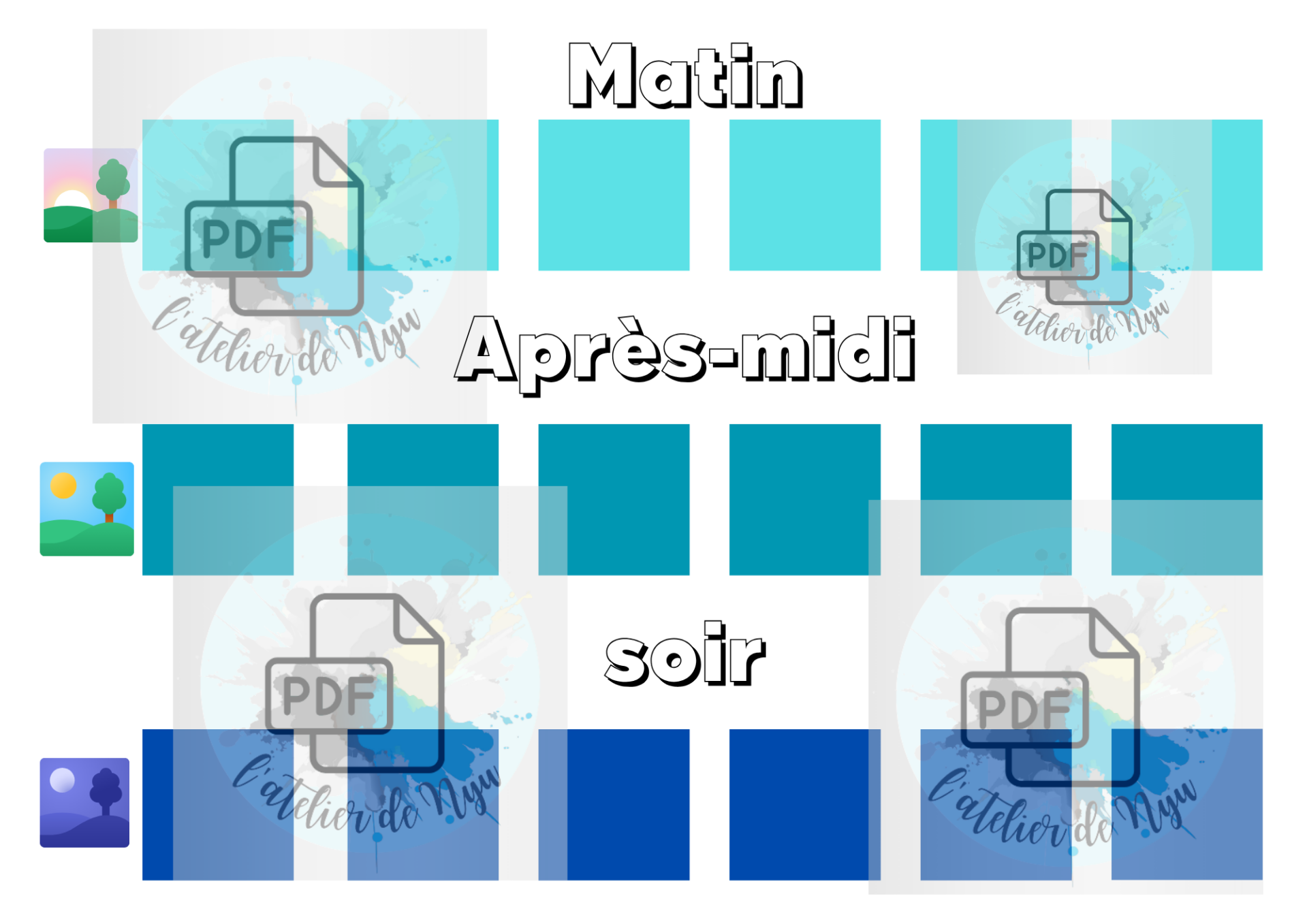 Routine du matin / après-midi / soir – Étiquettes disponibles :